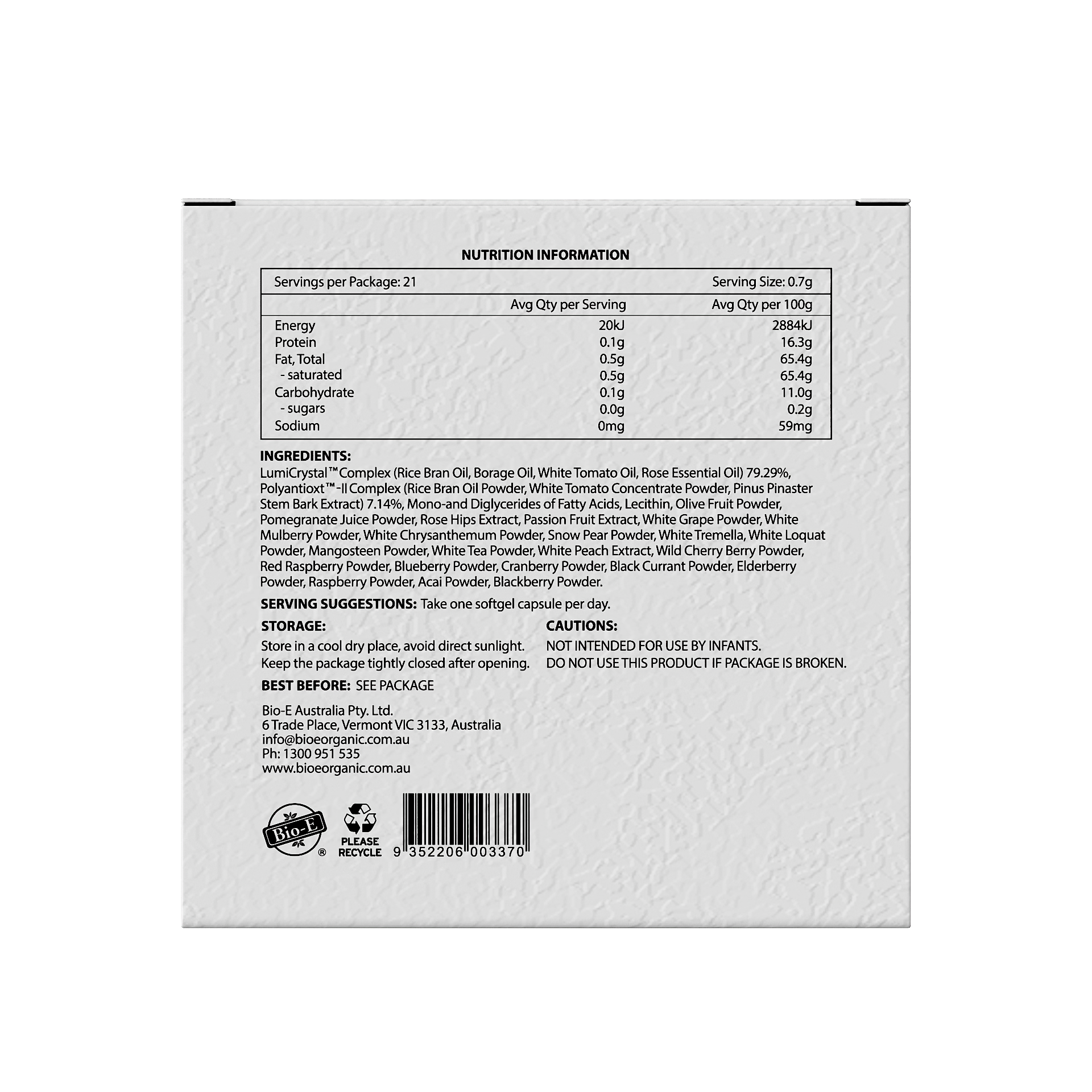 Bio-E Pearly White Softgel Capsules - Image 5 | Bio-E Australia